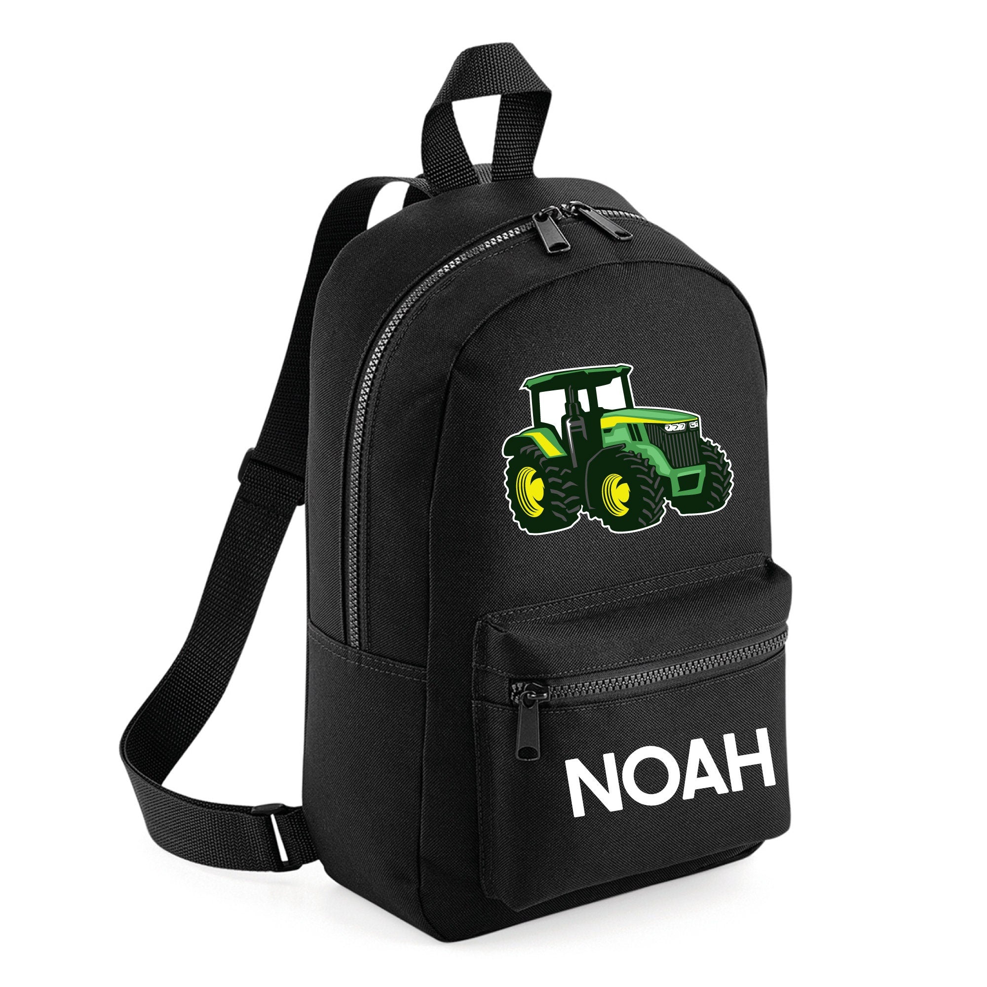 Personalised Green Tractor Toddler Backpack